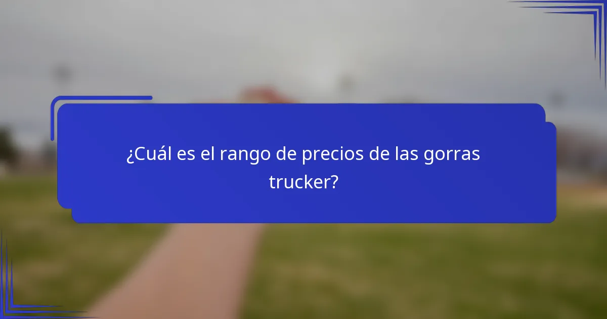 ¿Cuál es el rango de precios de las gorras trucker?