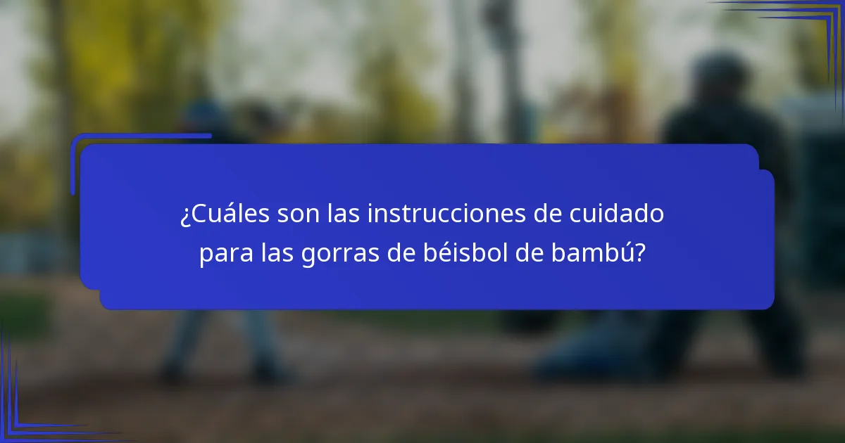 ¿Cuáles son las instrucciones de cuidado para las gorras de béisbol de bambú?