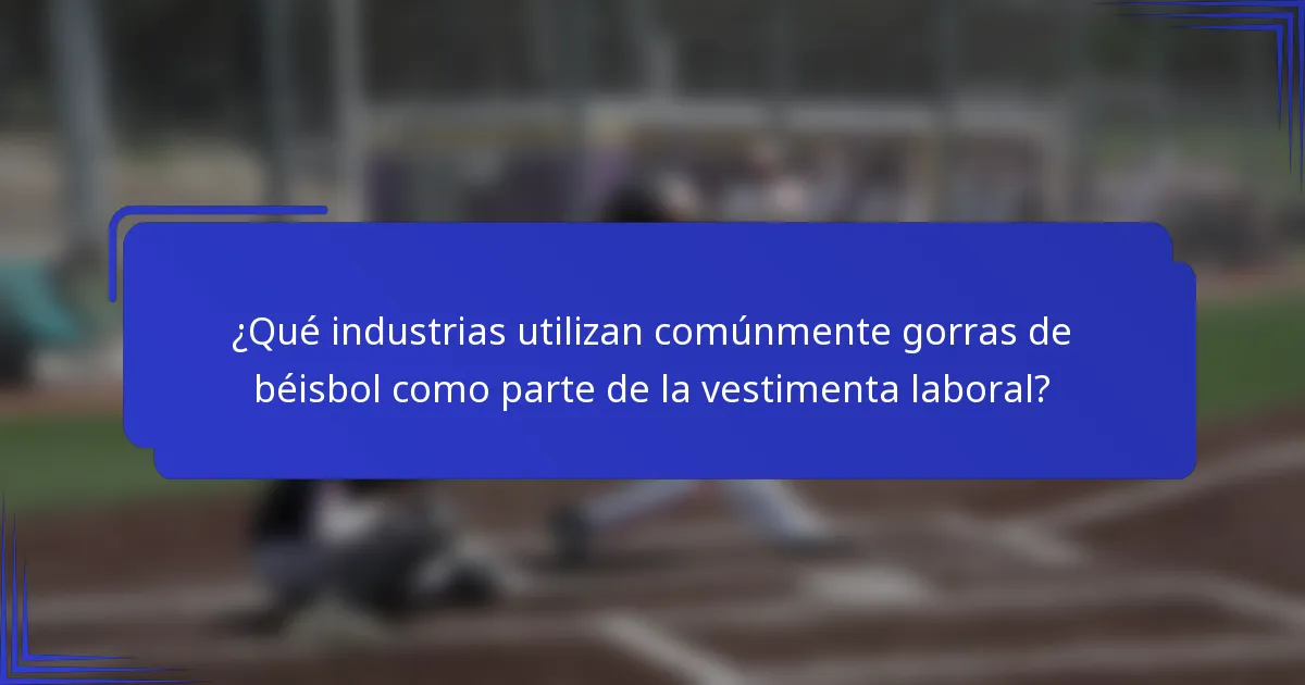 ¿Qué industrias utilizan comúnmente gorras de béisbol como parte de la vestimenta laboral?
