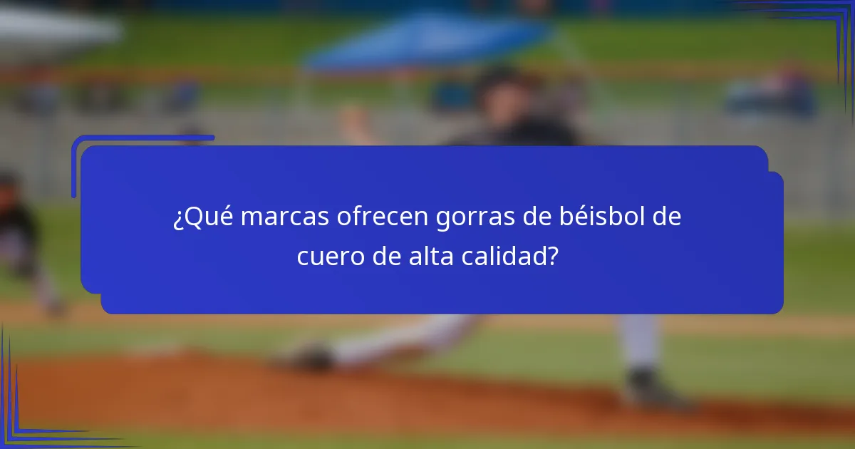¿Qué marcas ofrecen gorras de béisbol de cuero de alta calidad?