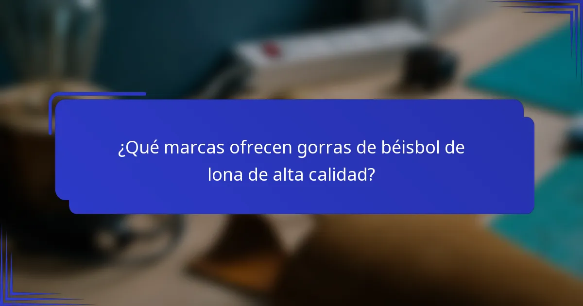 ¿Qué marcas ofrecen gorras de béisbol de lona de alta calidad?