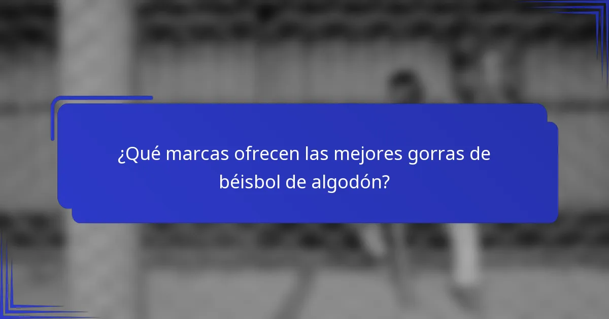 ¿Qué marcas ofrecen las mejores gorras de béisbol de algodón?